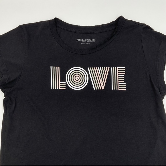 Zadig & Voltaire LOVE Skinny Print Short Sleeve Tee Rare Women’s Size Medium - Picture 13 of 16